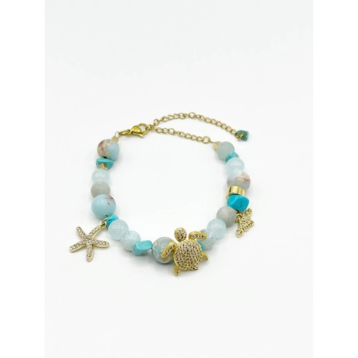 [BR04] Brazalete de piedras naturales Turquesa 